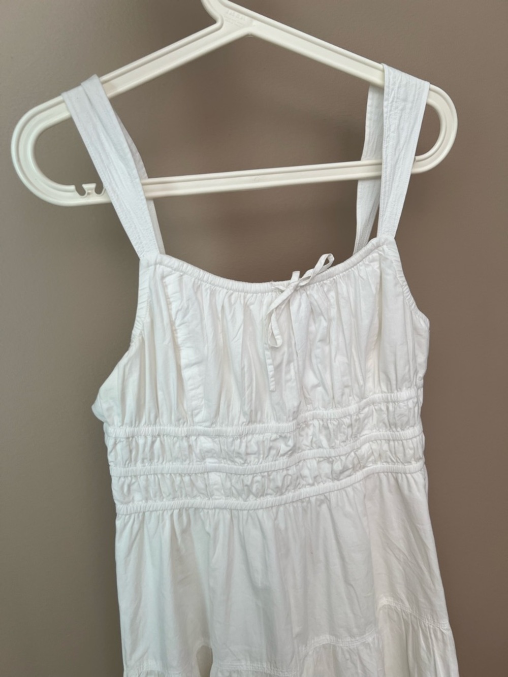 Aritzia White Tiered Sundress with Tie Neck